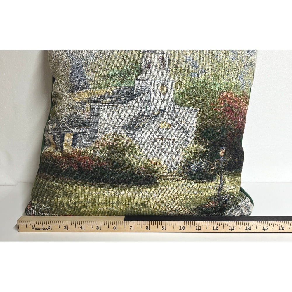 Vintage Thomas Kinkade‎ Hometown Chapel 18" Tapestry Throw Pillow Home Decor - Picture 4 of 6